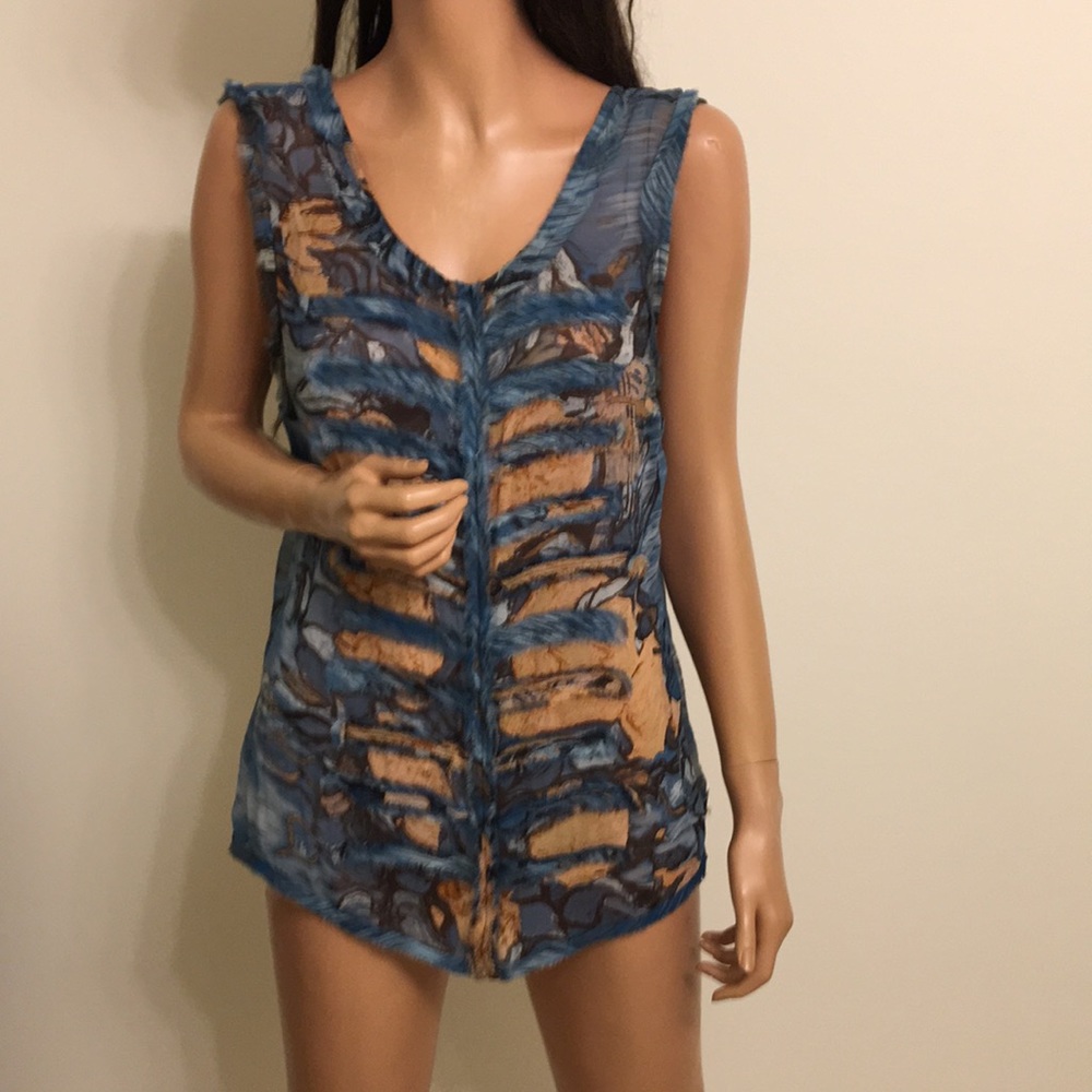 Tracy Reese silk blouse with slip sz M
